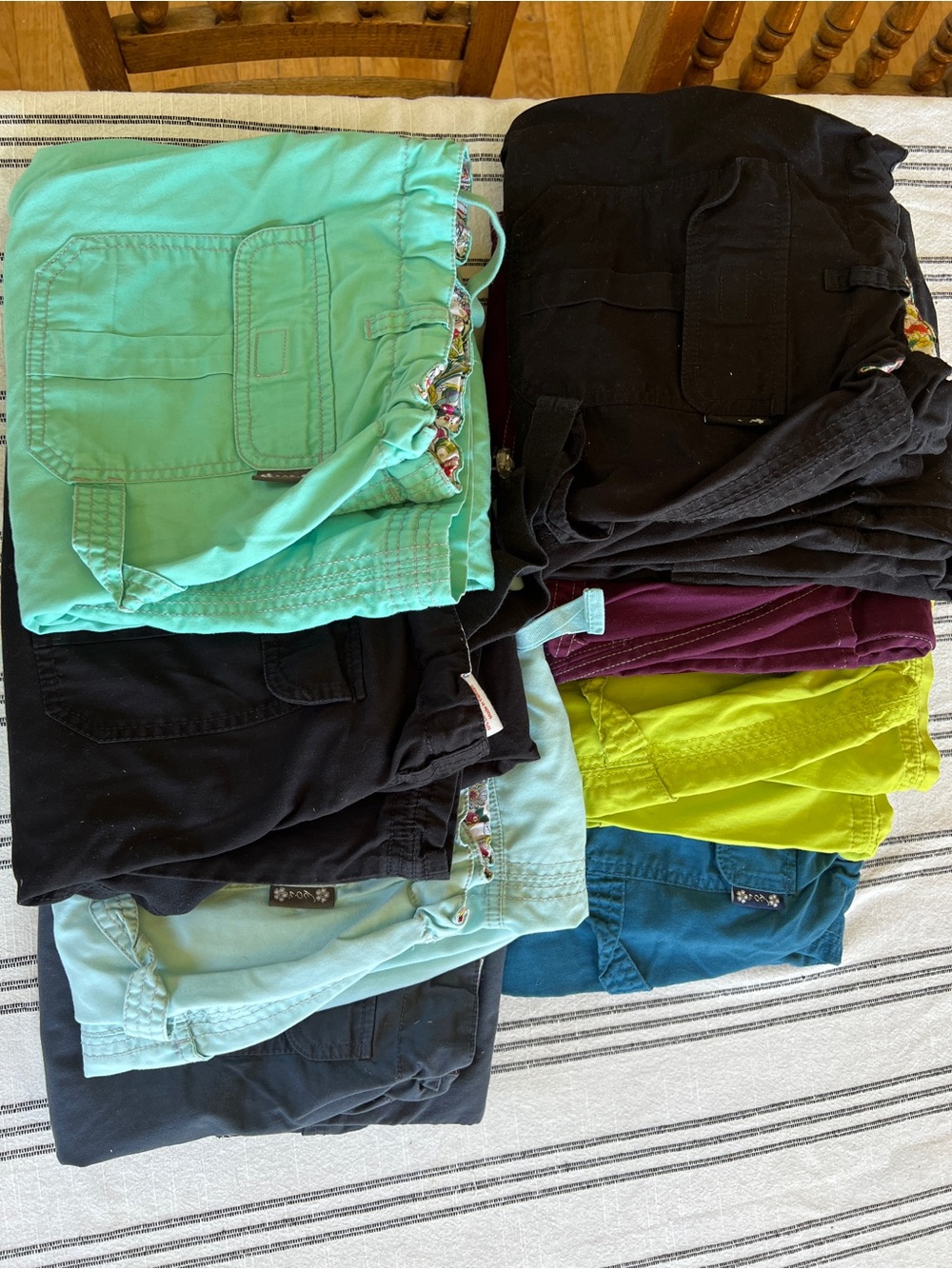 koi Lindsey Women's Scrub Pants Bundle in Teal,Black,Lime etc. Lot of 8 pr